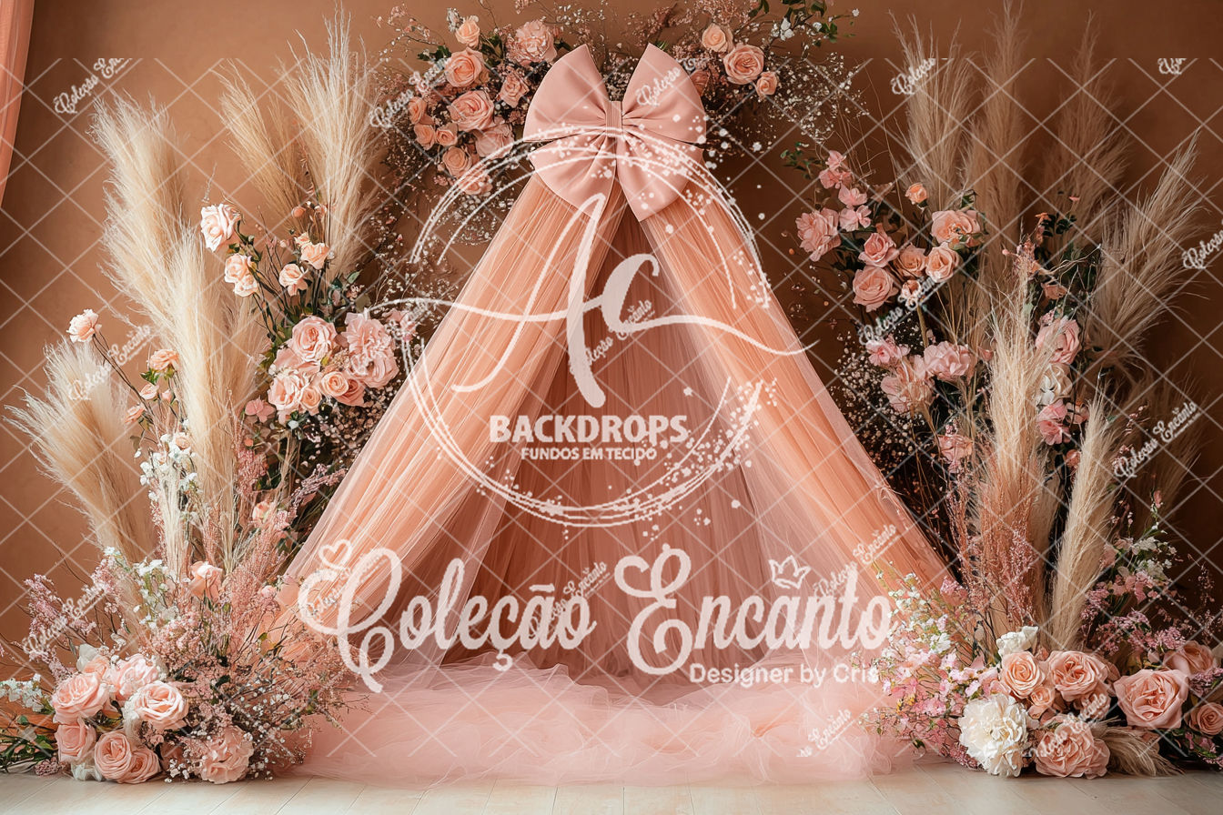 Fundo Fotográfico em Tecido -  Cabana Laço - Coleção Encanto 3D