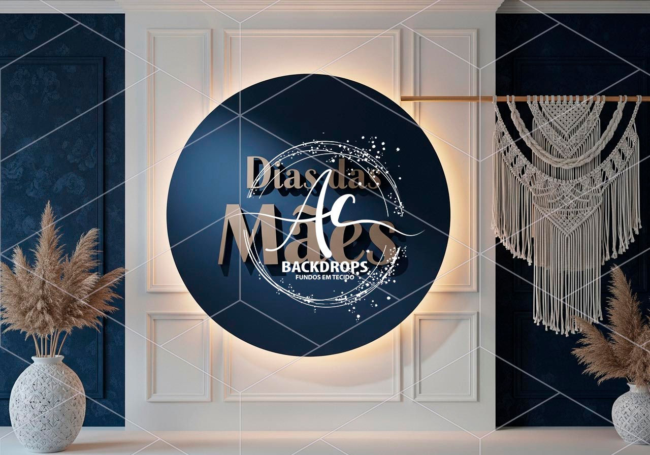 Fundo Fotográfico em Tecido - Dia das Mães, Boho, 3D - Aline Castro