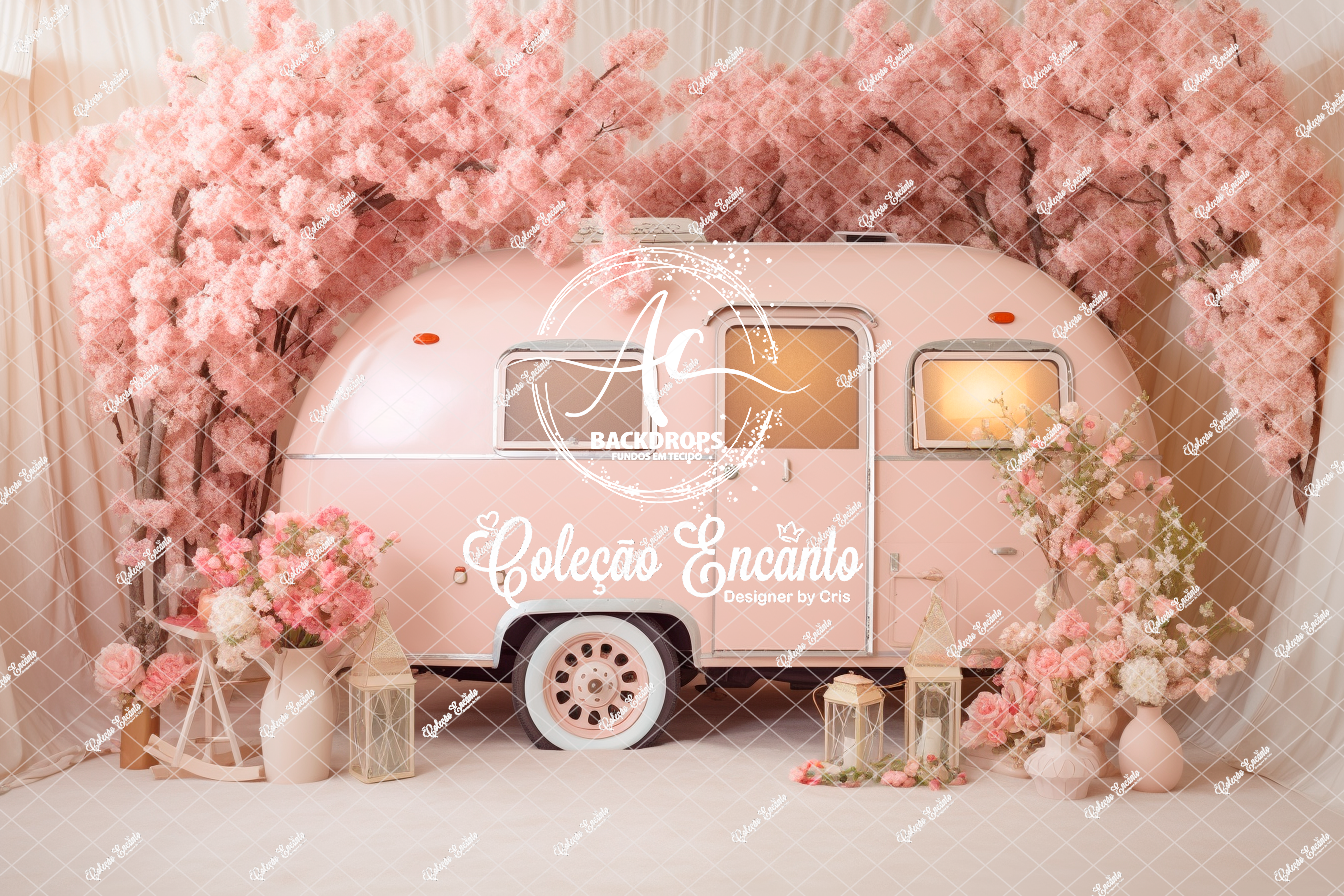Fundo Fotográfico em Tecido - Trailer Floral - Encanto 3D