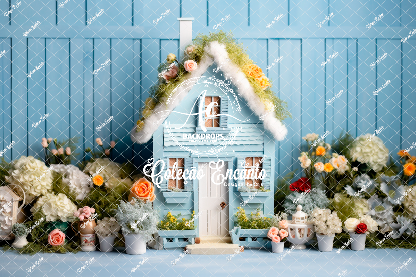 Fundo Fotográfico em Tecido - Casinha Floral - Encanto 3D
