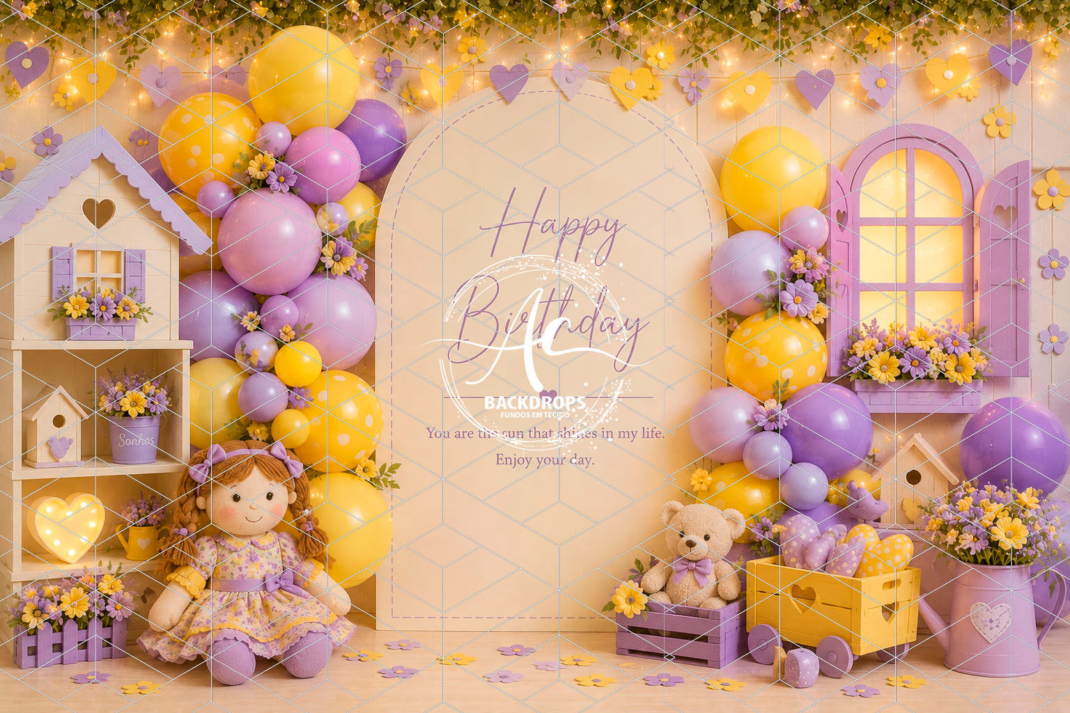 Fundo Fotográfico em Tecido - Smash The Cake, Happy Birthday - Aline Castro 3D