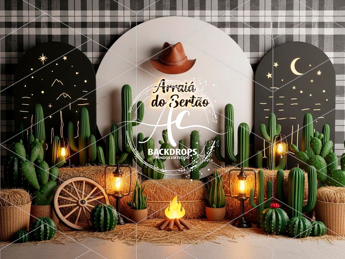 Fundo Fotográfico em Tecido - Festa Junina, 3D - Aline Castro