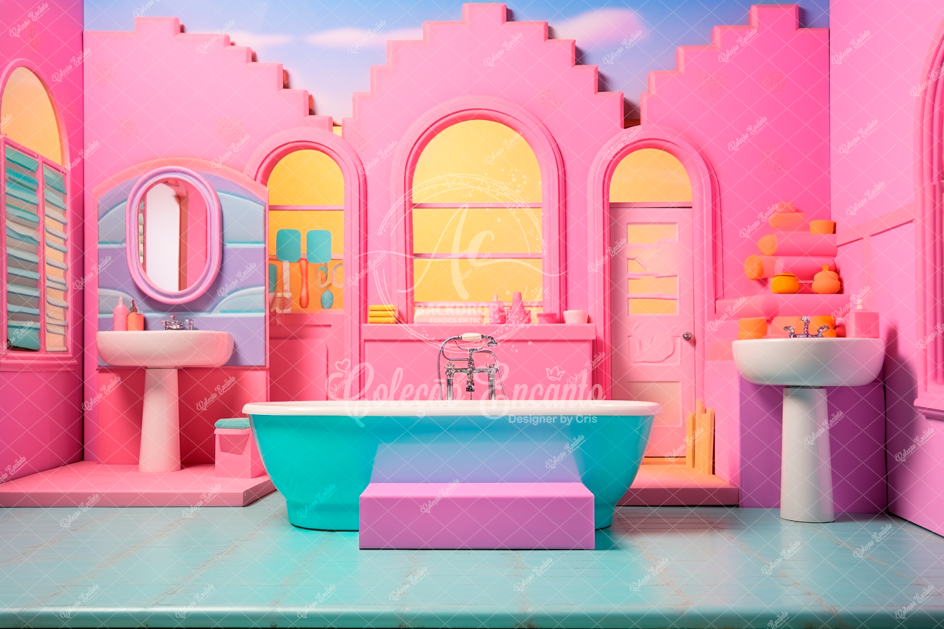 Fundo Fotográfico em Tecido - Banheiro - Coleção Encanto