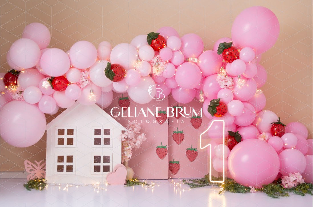 Fundo Fotográfico em Tecido - Moranguinho - Geliane Brum