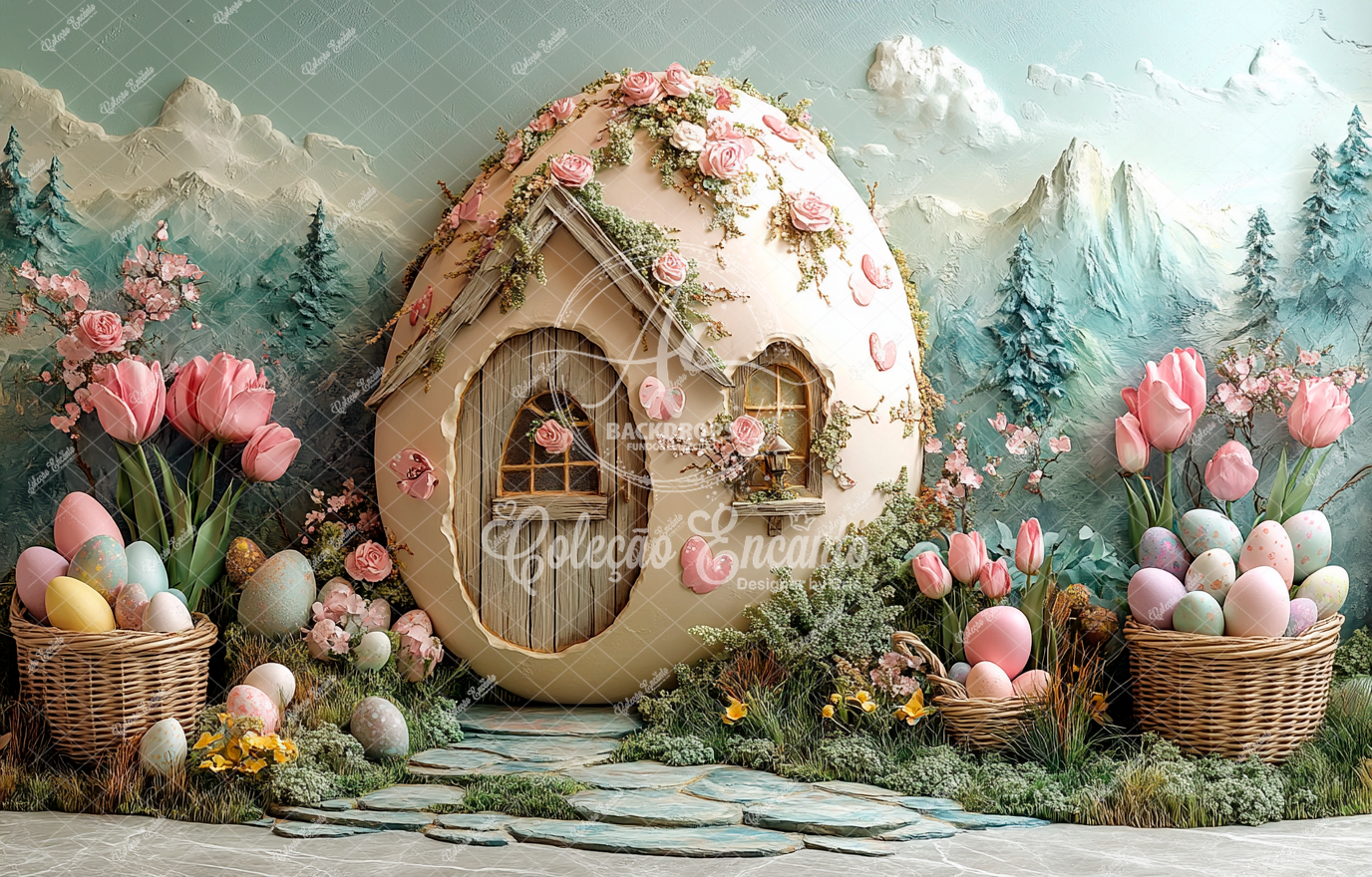 Fundo Fotográfico em Tecido - Páscoa - Encanto 3D