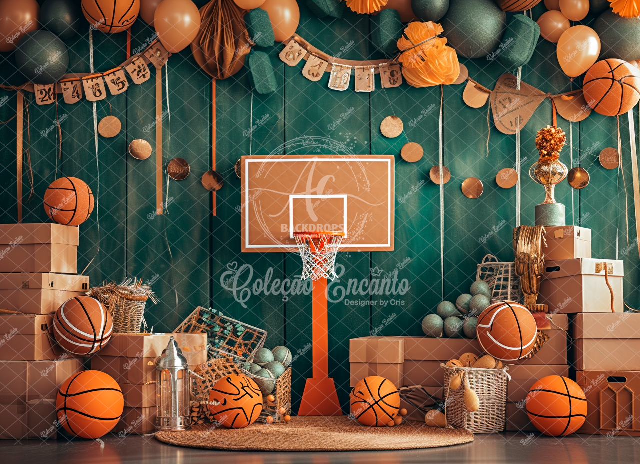 Fundo Fotográfico em Tecido - Basquete - By Cris Encanto 3D