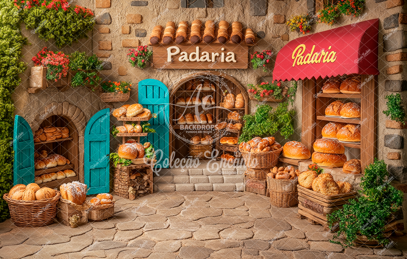 Fundo Fotográfico em Tecido - Padaria - Coleção Encanto