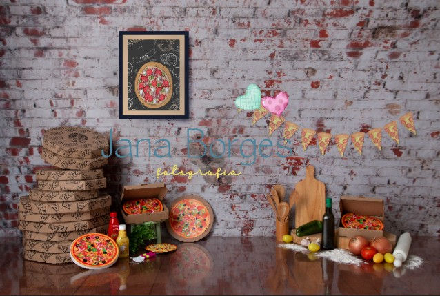Fundo Fotográfico em Tecido - Pizza - Jana Borges