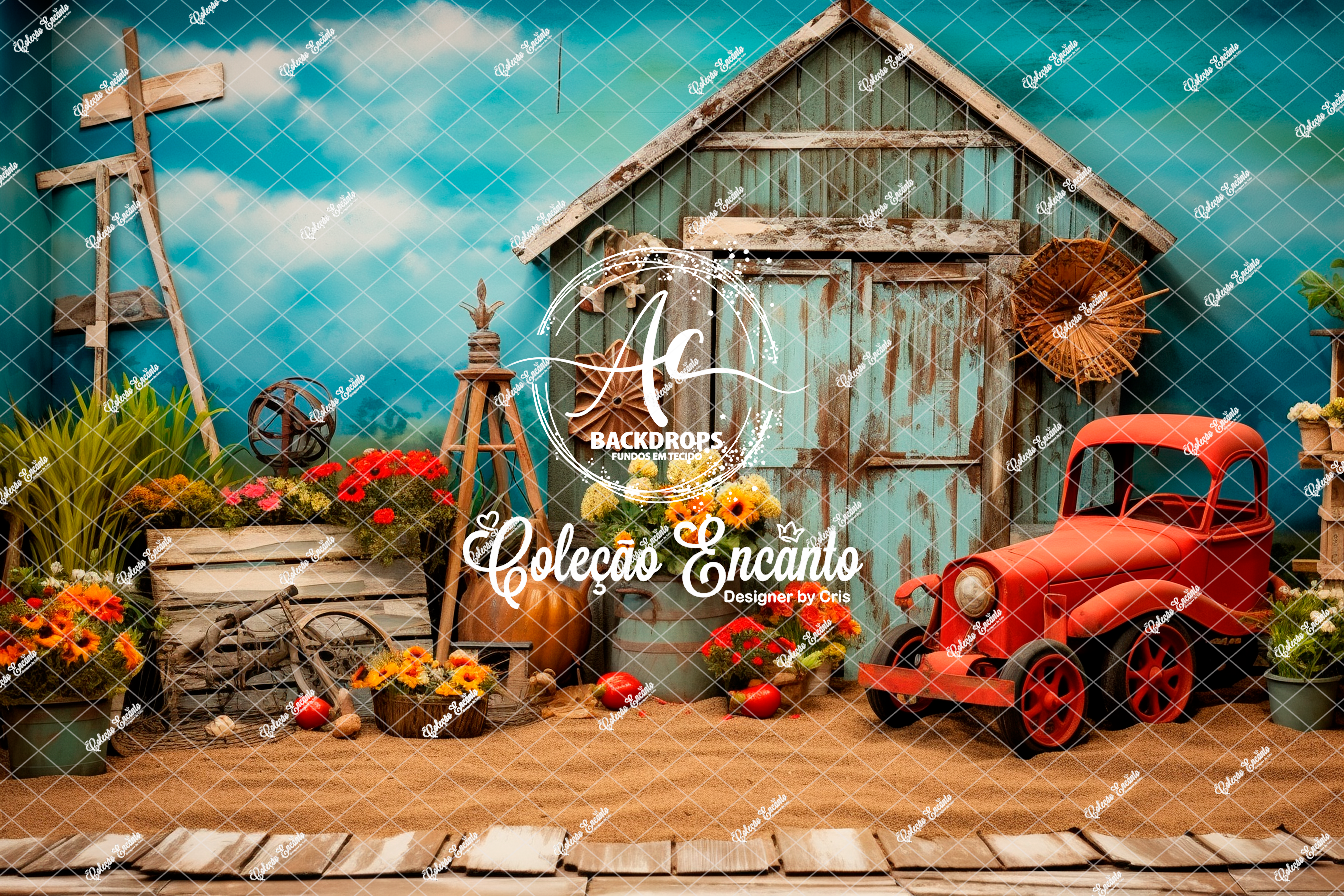Fundo Fotográfico em Tecido - Fazendinha - Coleção Encanto 3D