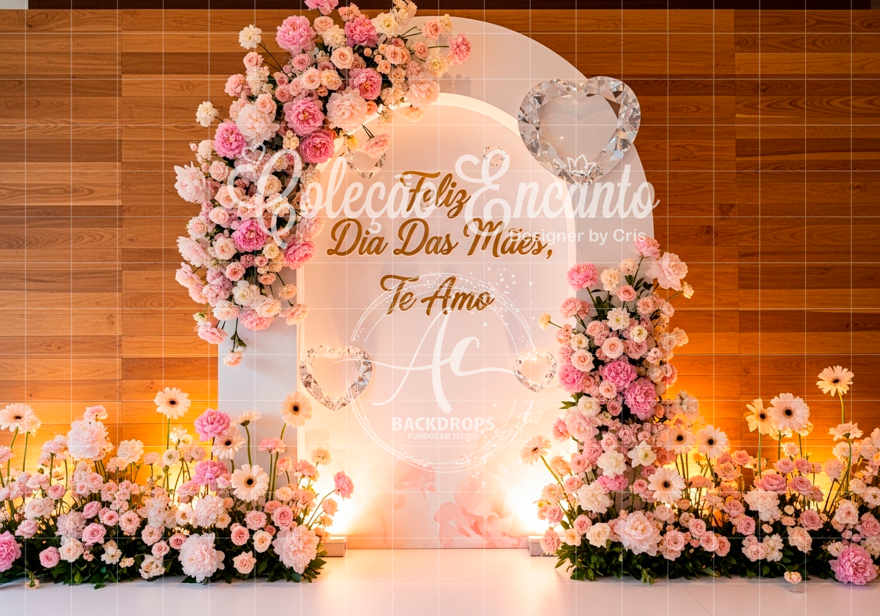 Fundo Fotográfico em Tecido - Dia das Mães - Coleção Encanto 3D