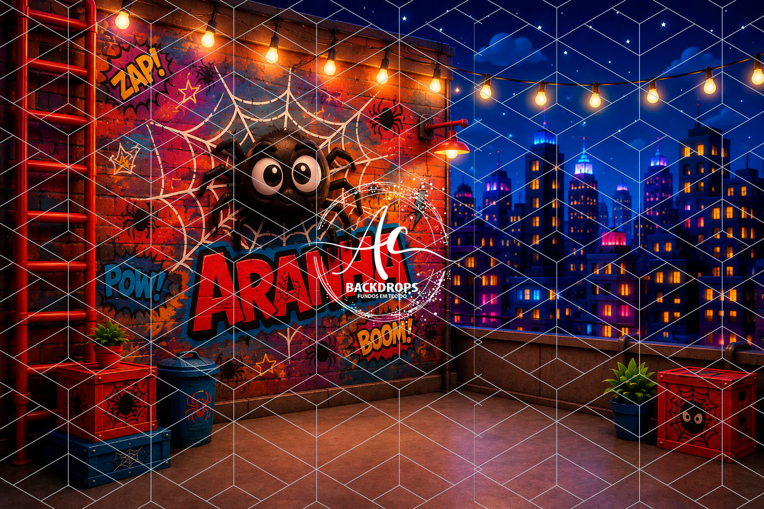 Fundo Fotográfico em Tecido - Homem Aranha, Super Heroi - Aline Castro 3D