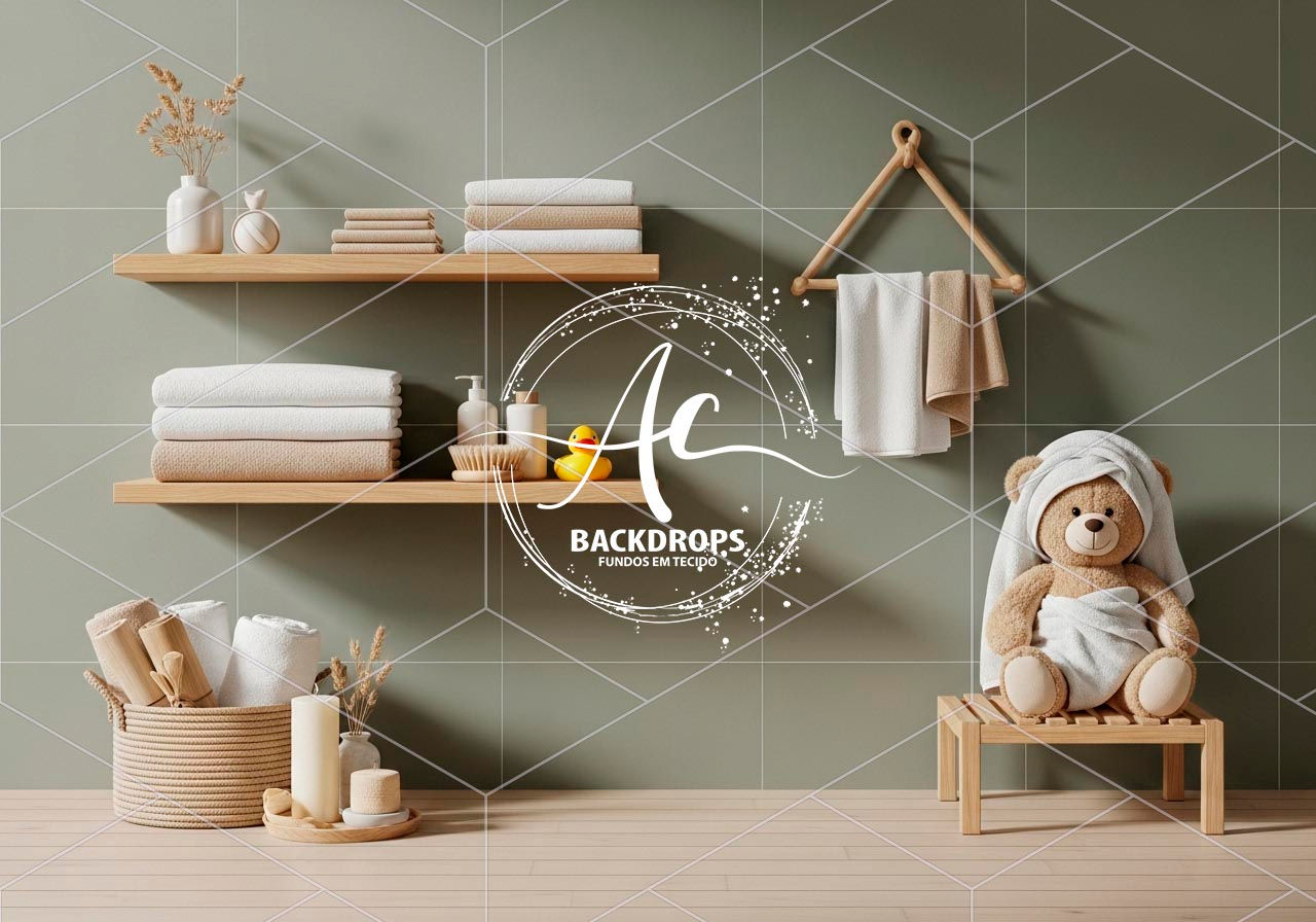 Fundo Fotográfico em Tecido - Hora do banho, 3D - Aline Castro