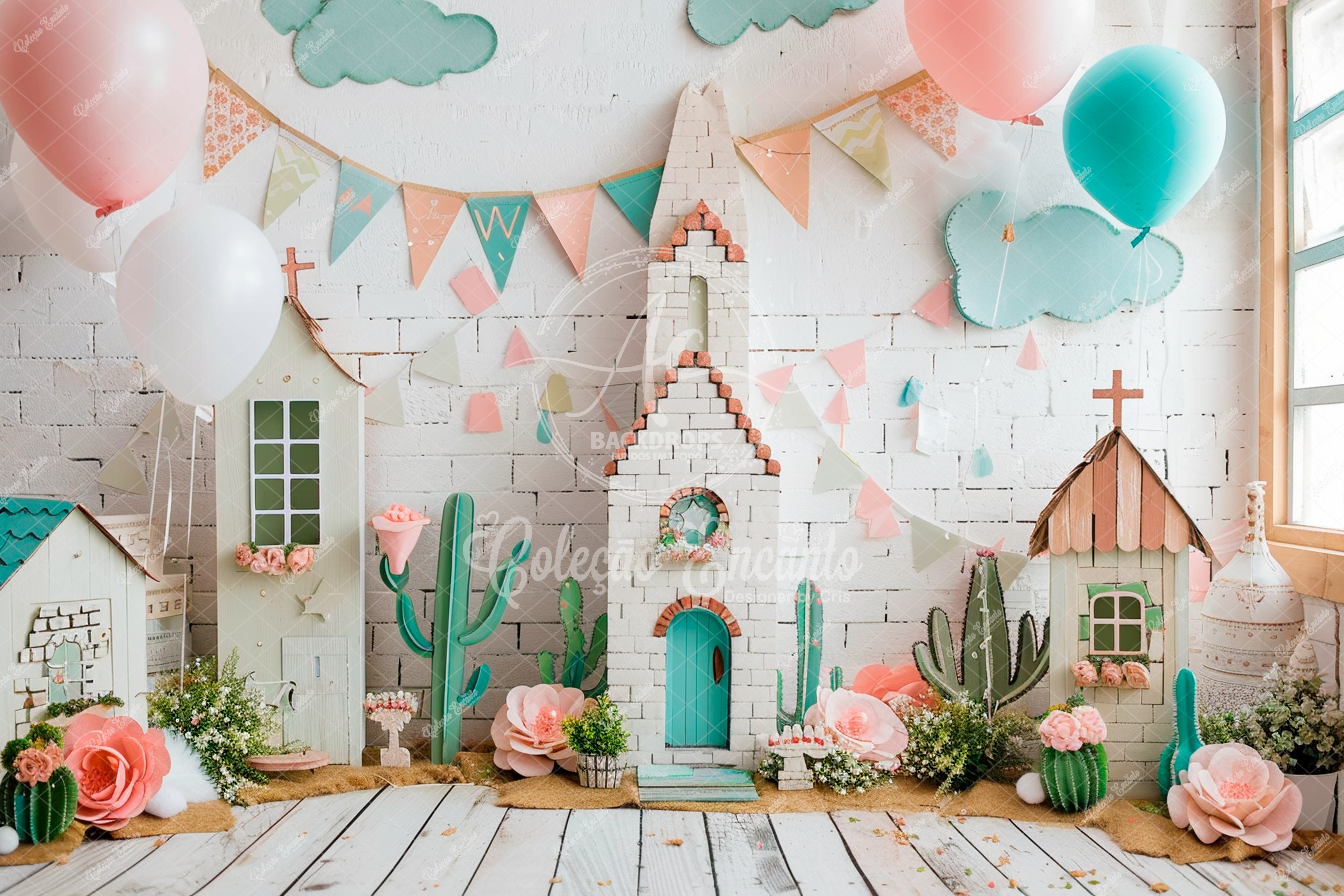 Fundo Fotográfico em Tecido - Festa Junina - Encanto 3D