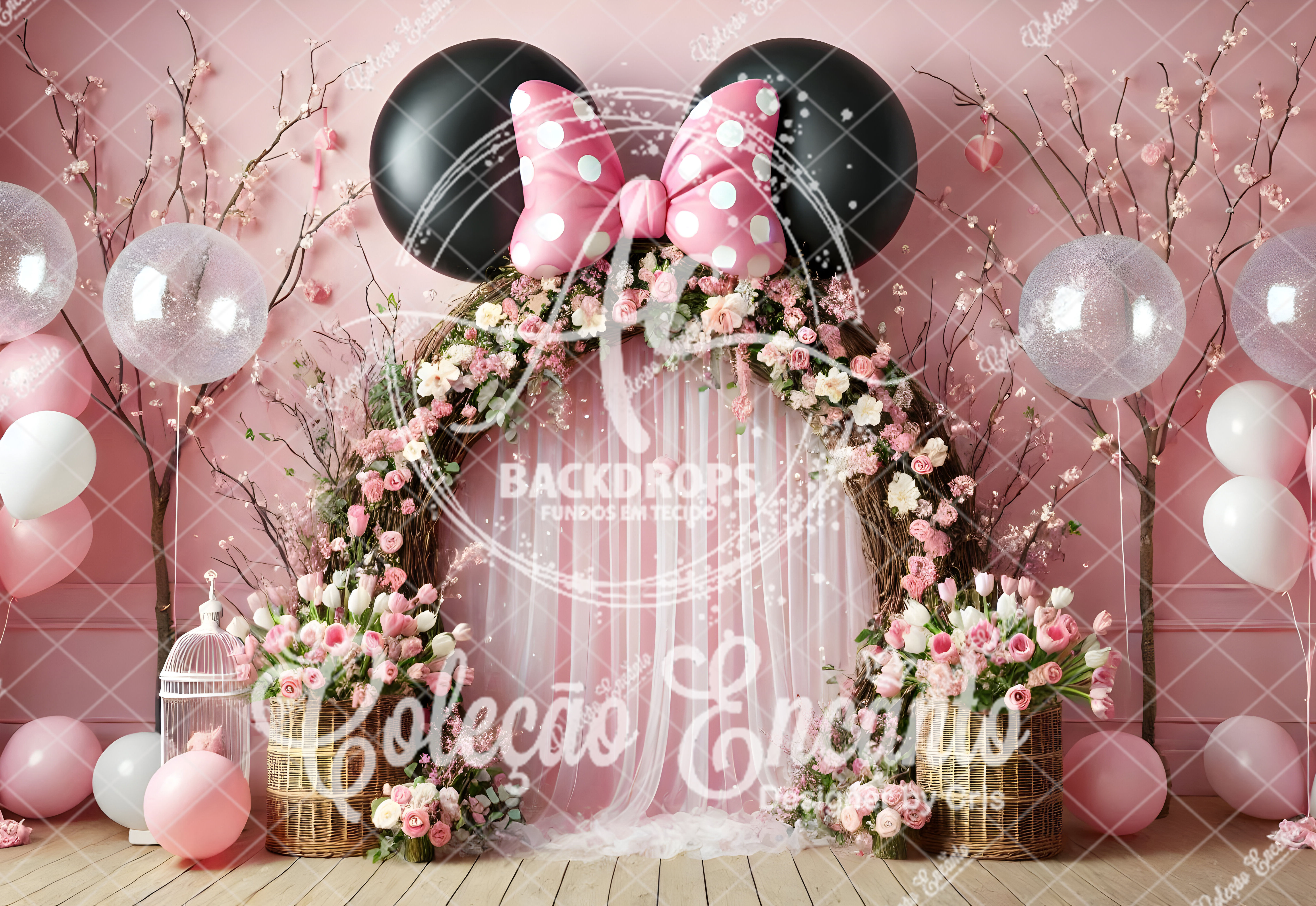 Fundo Fotográfico em Tecido - Minnie - Encanto 3D