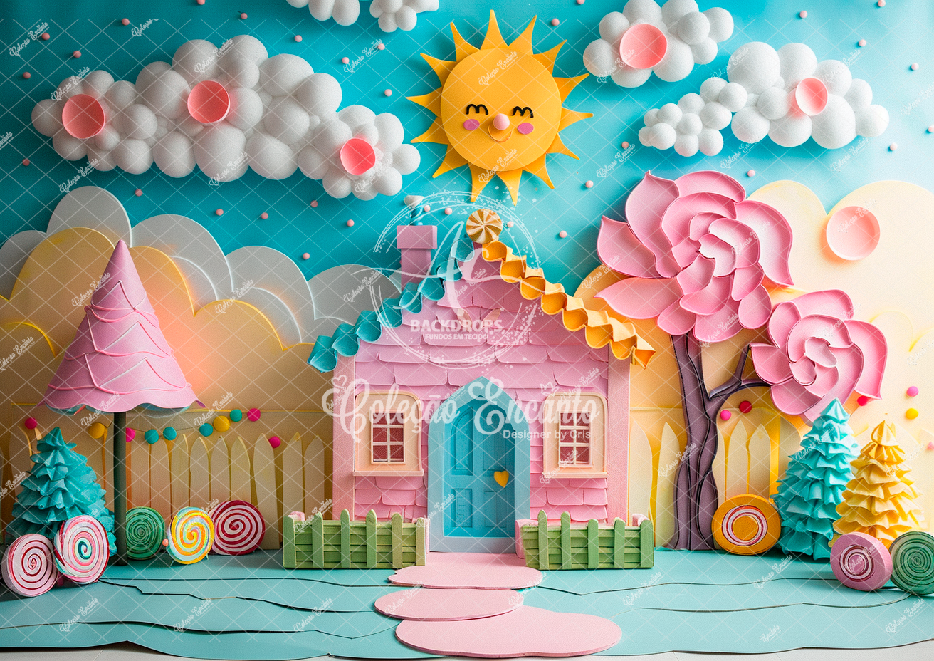 Fundo Fotográfico em Tecido - Dia das crianças - encanto - 3D