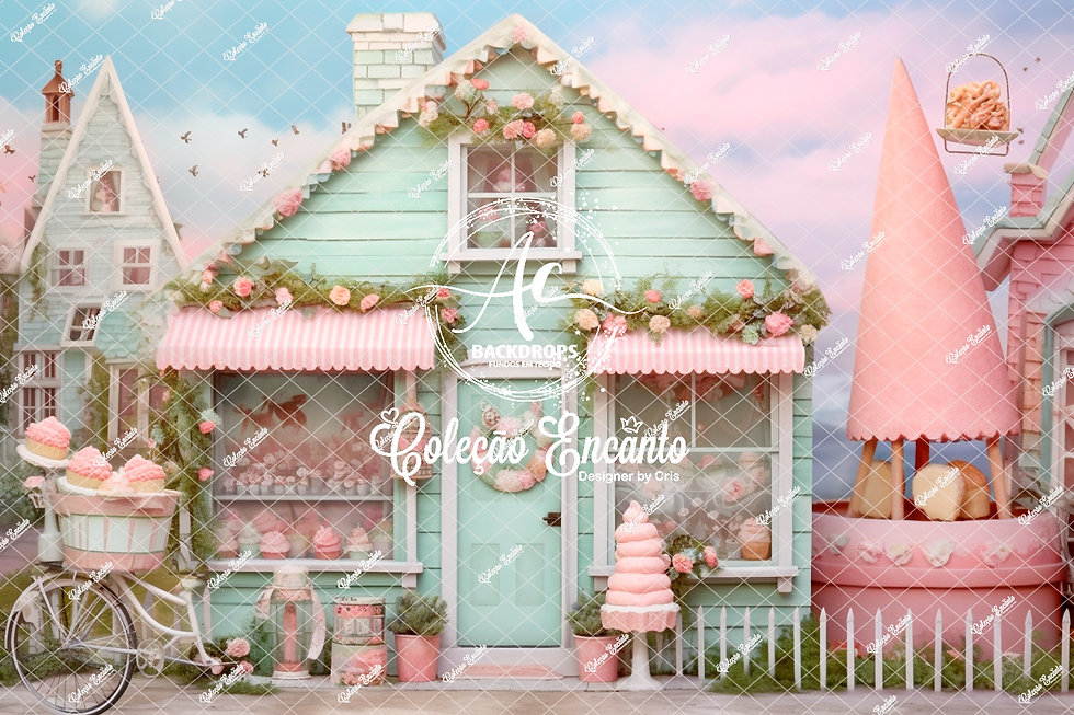Fundo Fotográfico em Tecido - Confeitaria - Coleção Encanto 3D