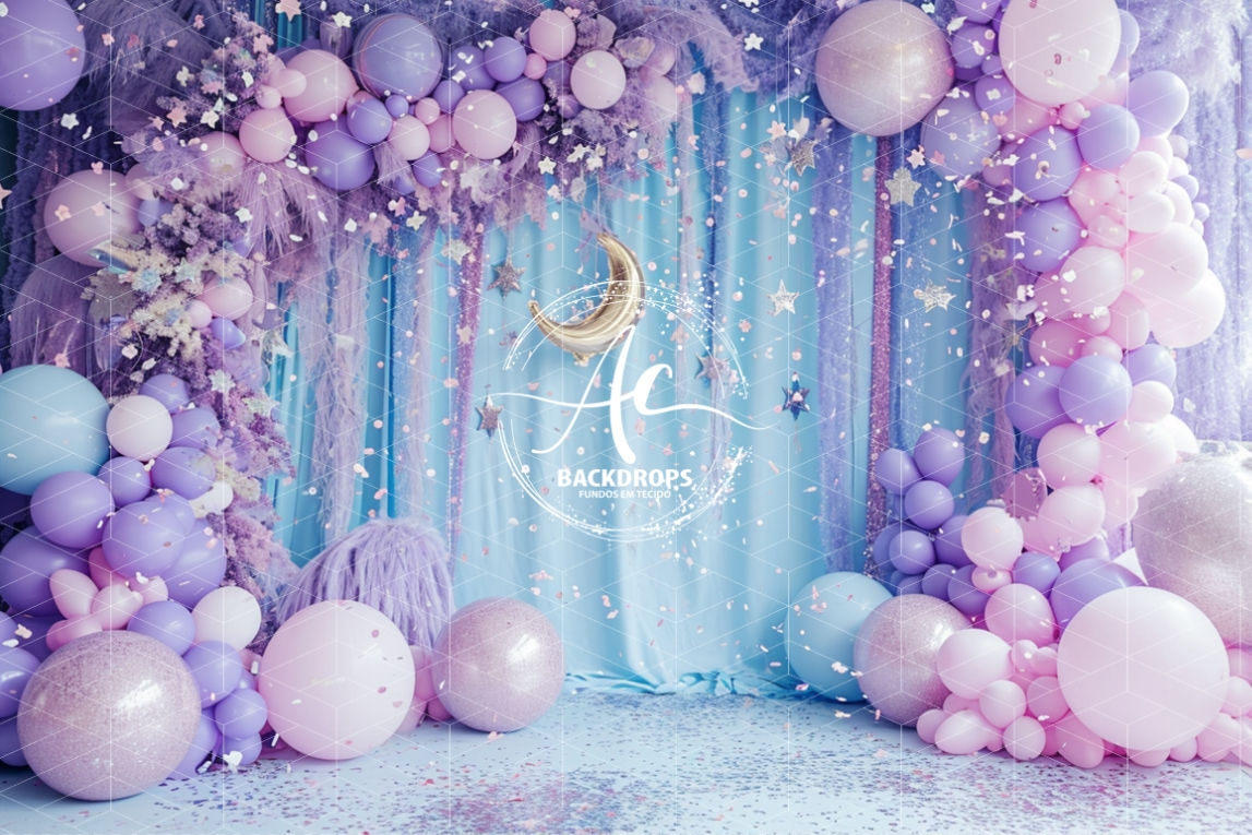 Fundo Fotográfico em Tecido - Balão + Gliter's 3D