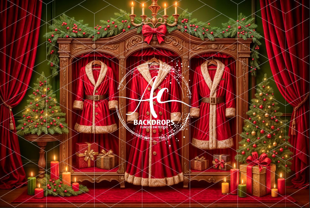 Fundo Fotográfico em Tecido - ROUPA DO NOEL _ Natal 2025