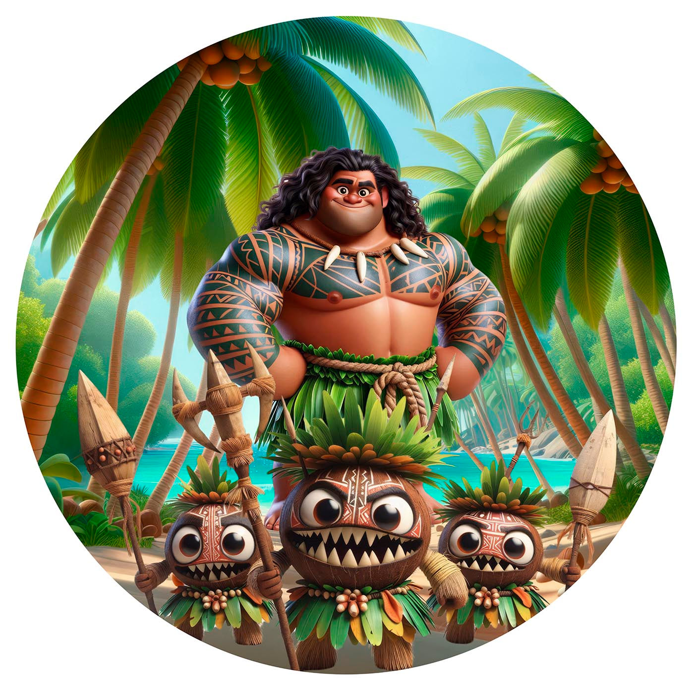 Painel Fotográfico de Festa Redondo Tema - Moana