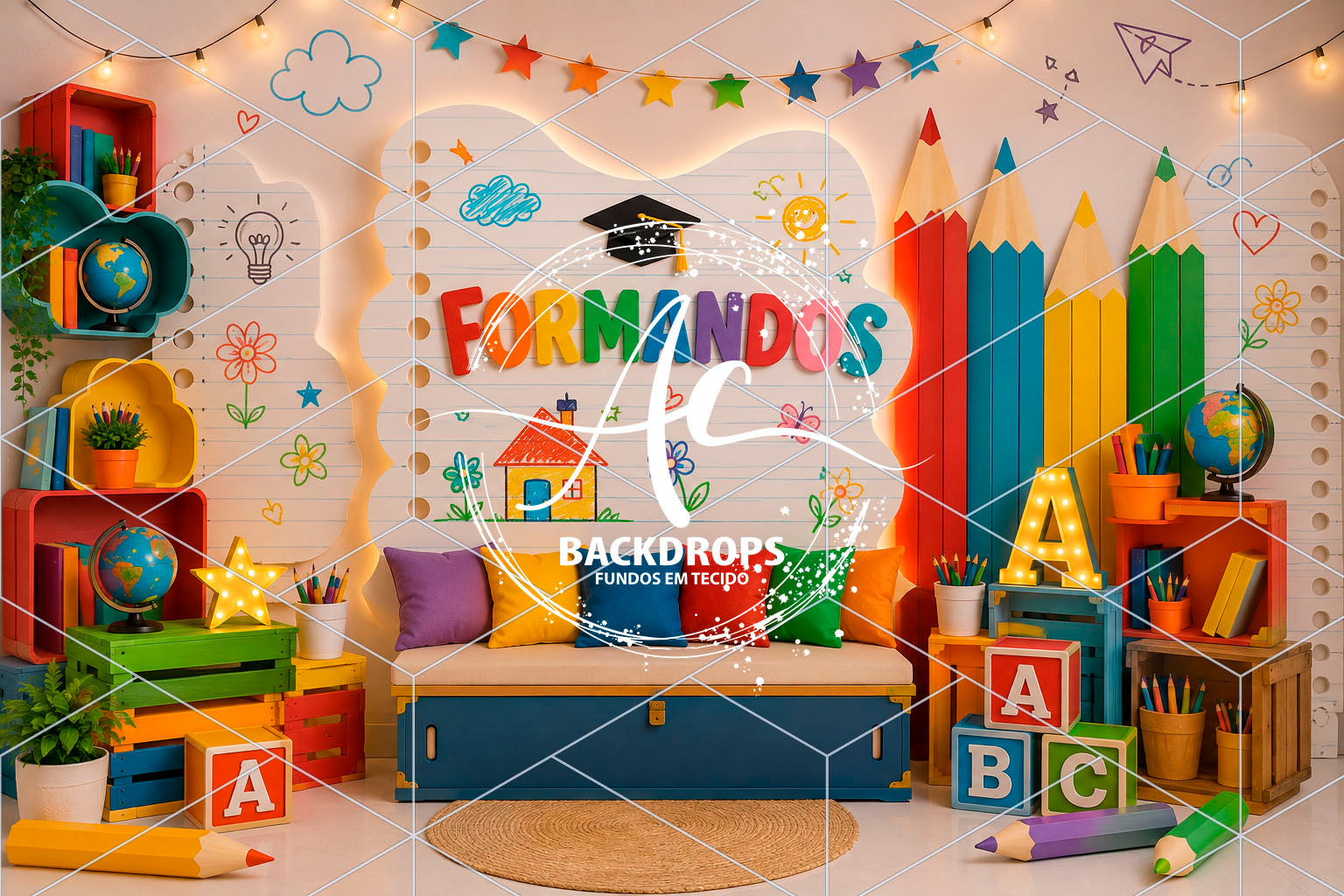 Fundo Fotográfico em Tecido - Formatura - Aline Castro 3D