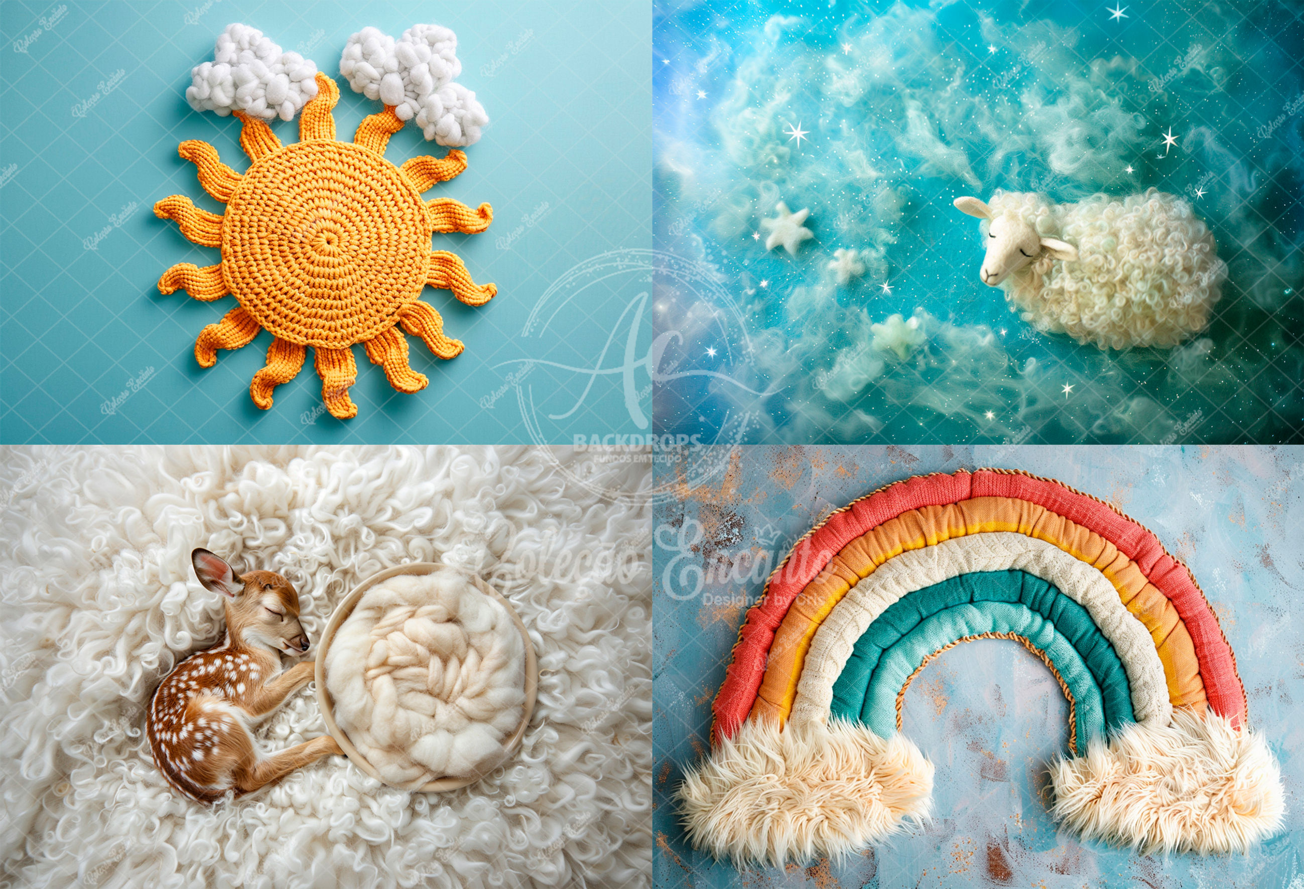 Fundo Fotográfico em Tecido - 4 em 1 Newborn - Coleção Encanto