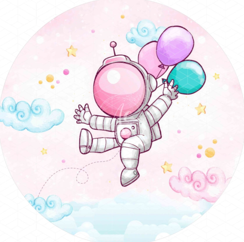 Painel Fotográfico de Festa Redondo Tema - Astronauta