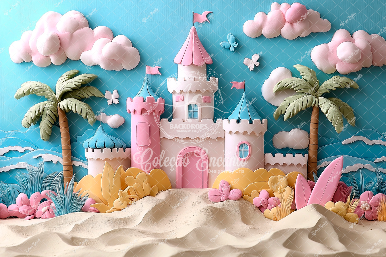 Fundo Fotográfico em Tecido - Verão Praia - Encanto 3D