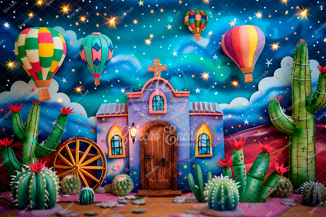 Fundo Fotográfico em Tecido - Festa Junina - Encanto 3D