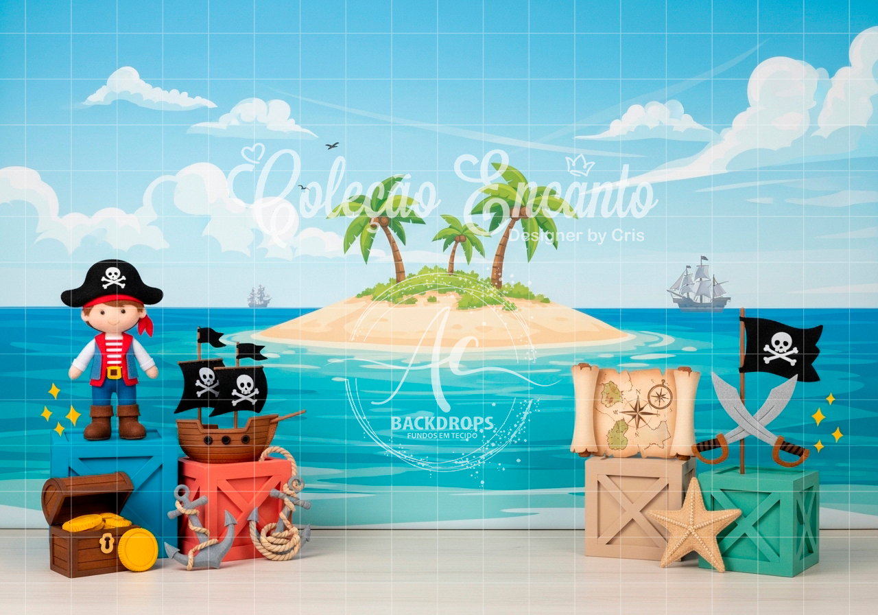 Fundo Fotográfico em Tecido - Pirata - Coleção Encanto 3D