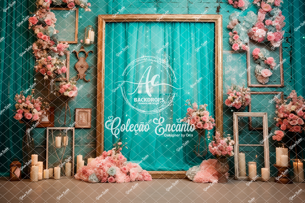 Fundo Fotográfico em Tecido - Quadro Floral - Encanto 3D