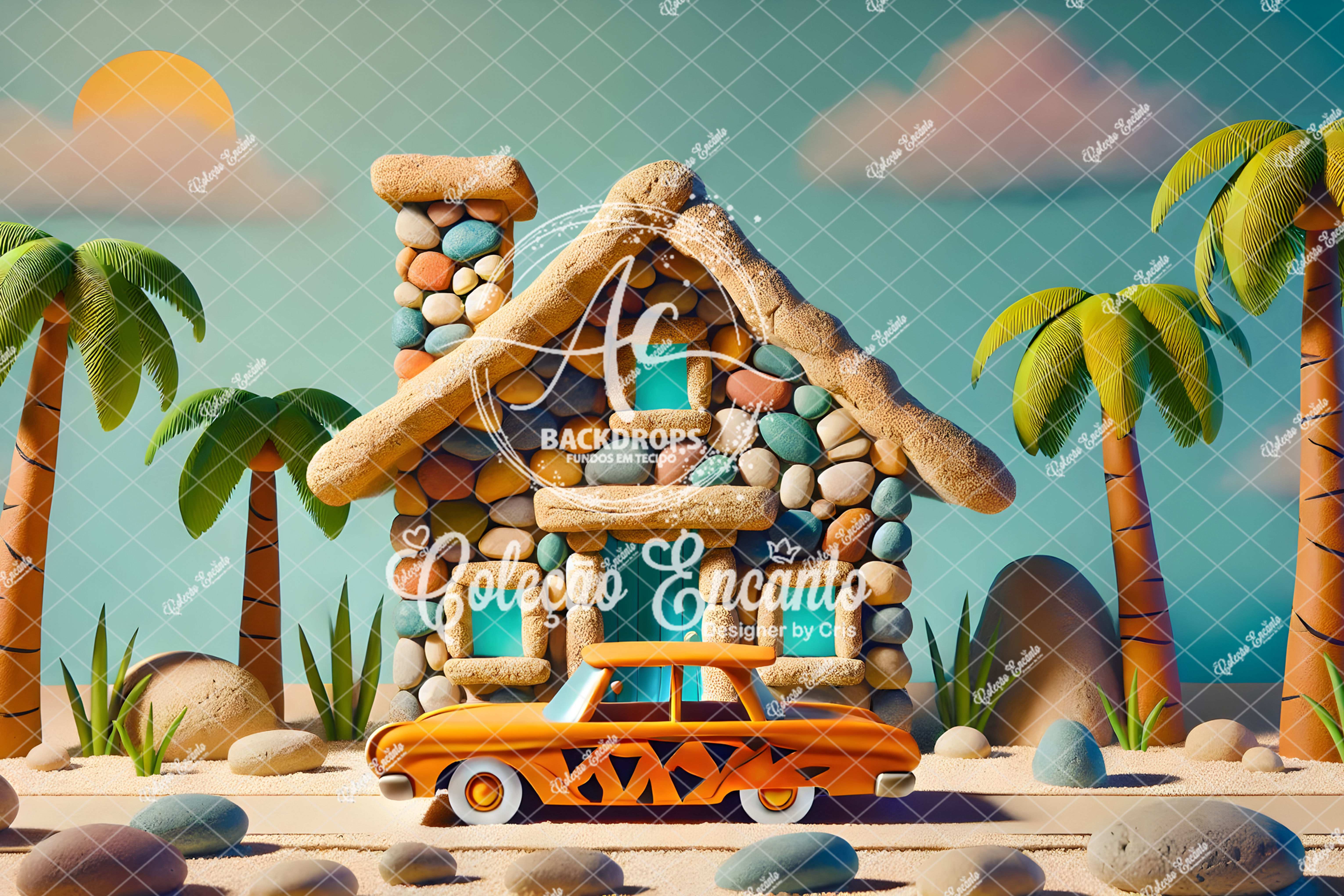 Fundo Fotográfico em Tecido - Flintstones - Encanto 3D