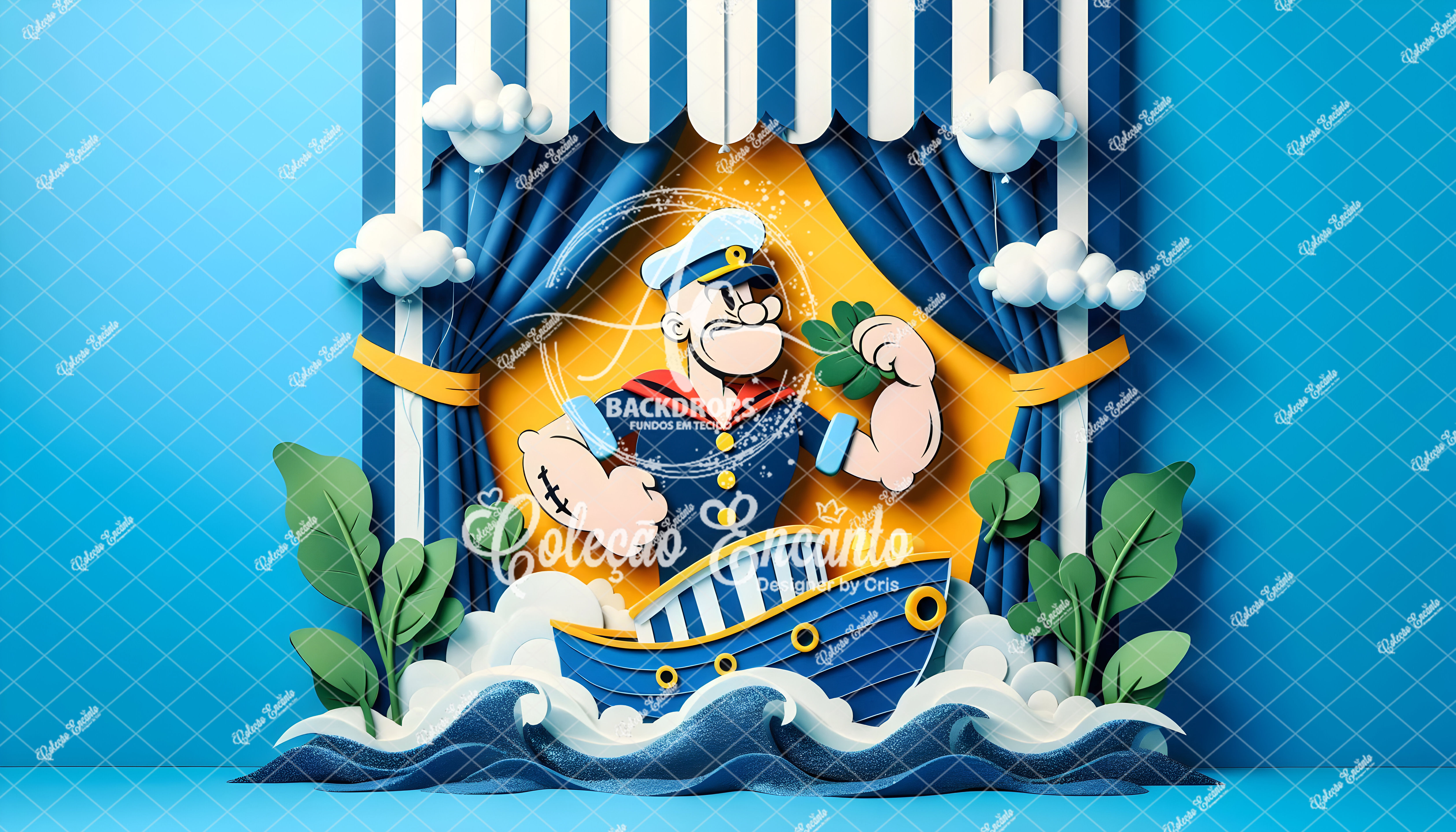 Fundo Fotográfico em Tecido -  Popeye - Coleção Encanto