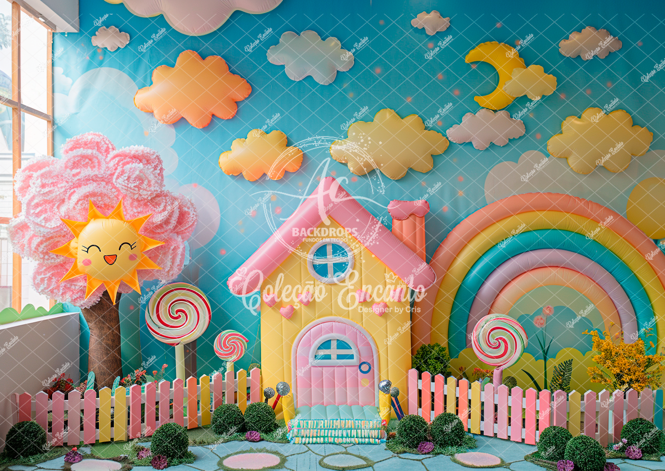 Fundo Fotográfico em Tecido - Dia das crianças - encanto - 3D