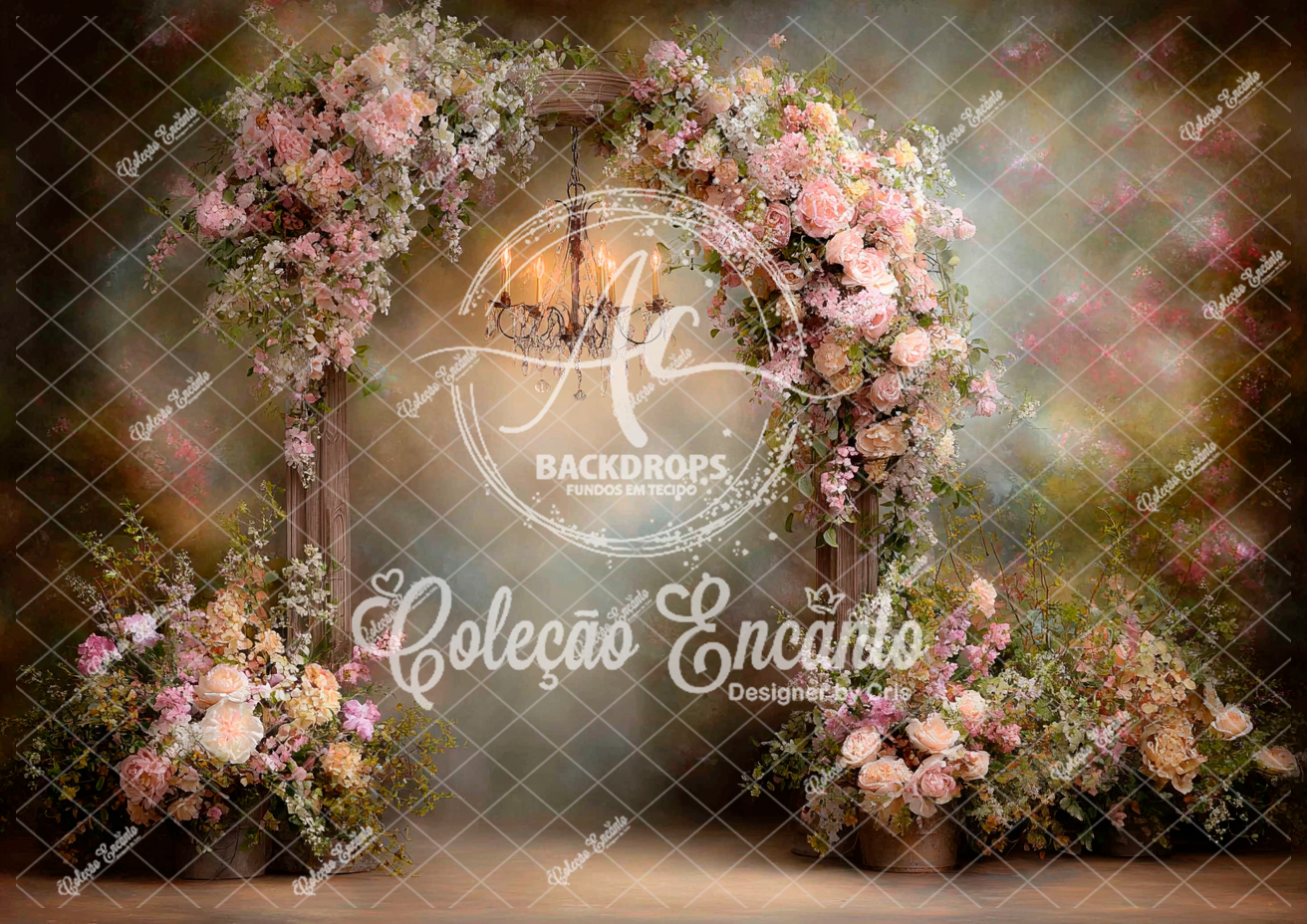 Fundo Fotográfico em Tecido -Jardim-Coleção Encanto 3D