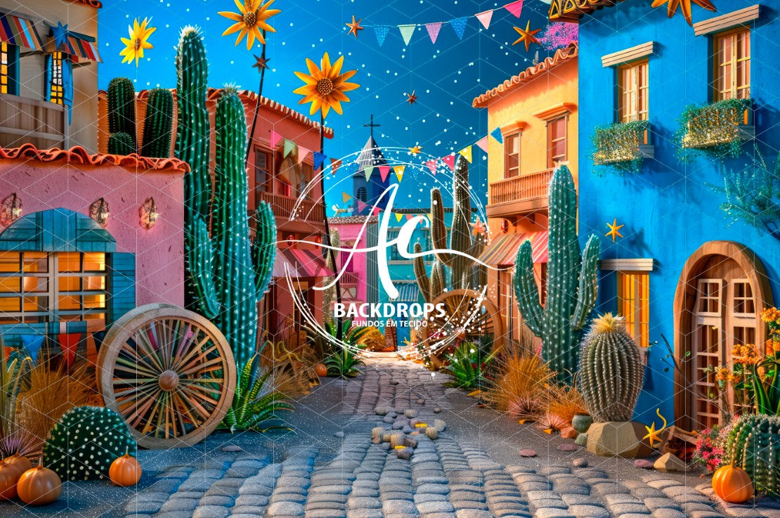 Fundo Fotográfico em Tecido -  Festa junina - Coleção 3D