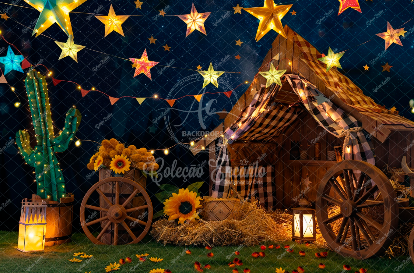 Fundo Fotográfico em Tecido - Festa Junina - Encanto 3D