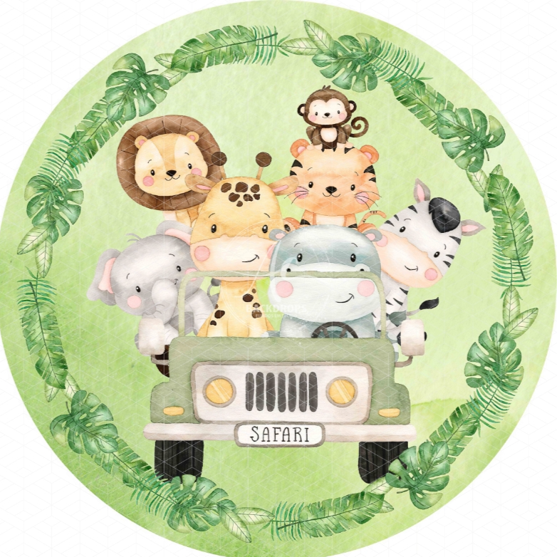 Painel Fotográfico de Festa Redondo Tema - Safari