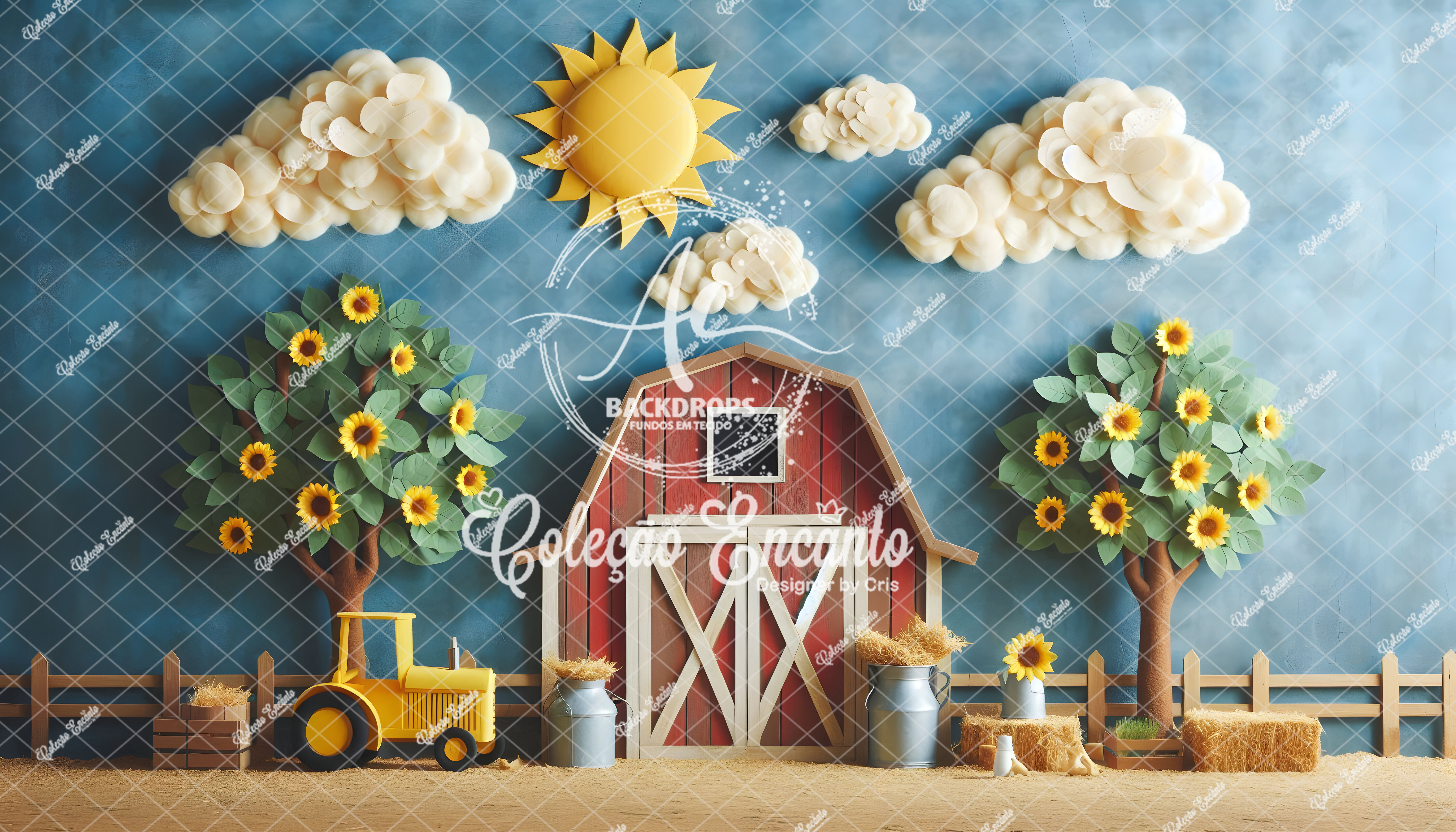 Fundo Fotográfico em Tecido - Fazendinha - Encanto 3D