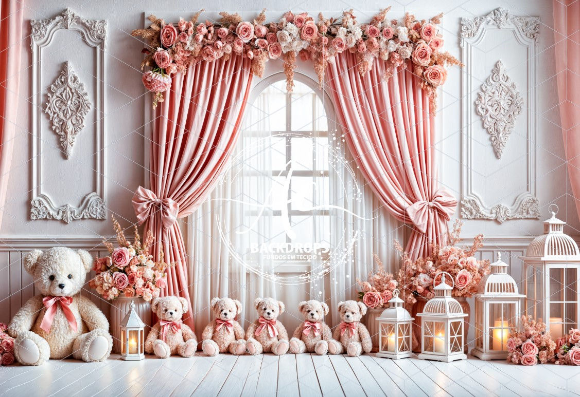 Fundo Fotográfico em Tecido - Urso 3D