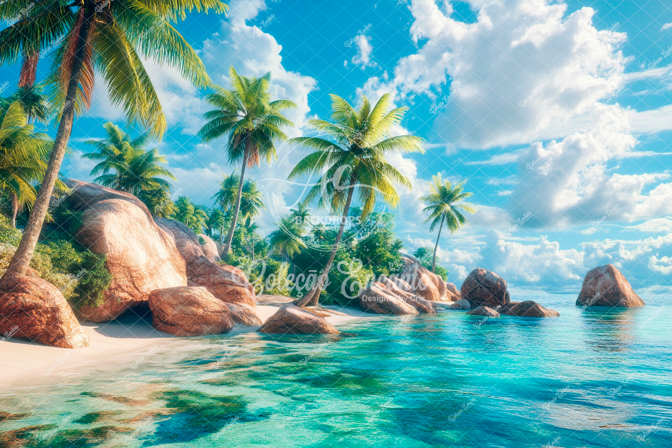 Fundo Fotográfico em Tecido - Verão Praia - Encanto 3D