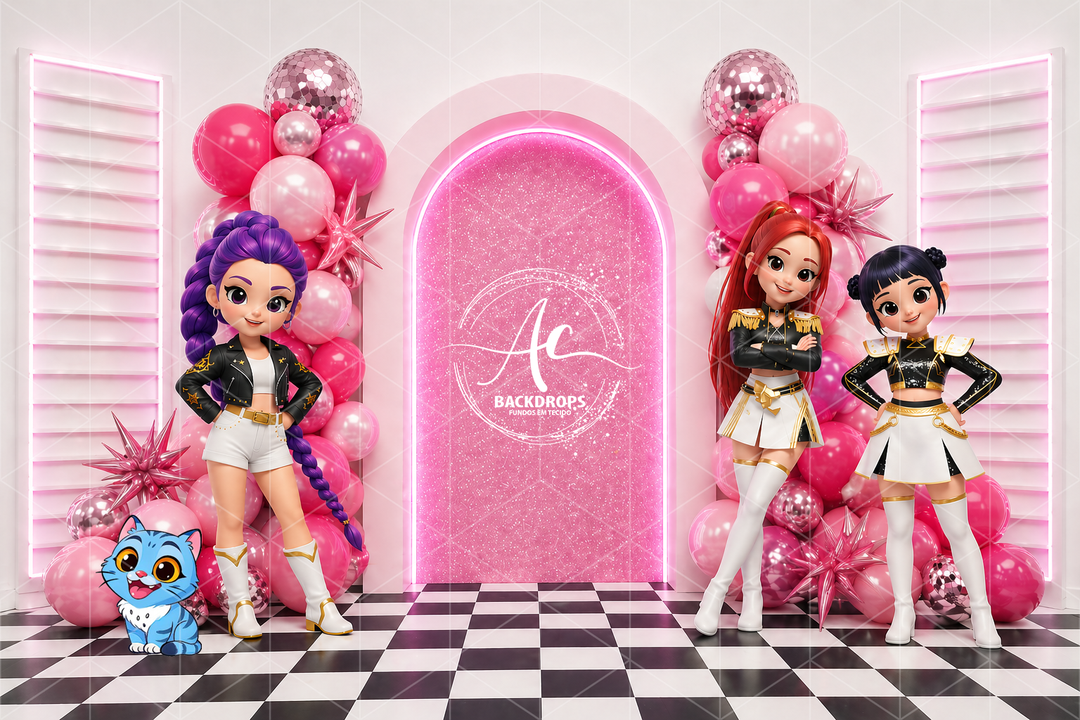 Fundo Fotográfico em Tecido - Guerreiras do K-POP, Huntrix