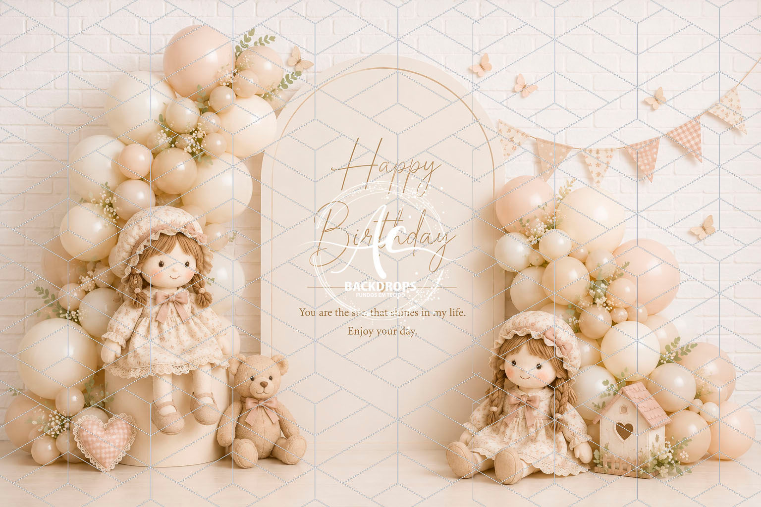 Fundo Fotográfico em Tecido - Smash The Cake, Happy Birthday - Aline Castro 3D