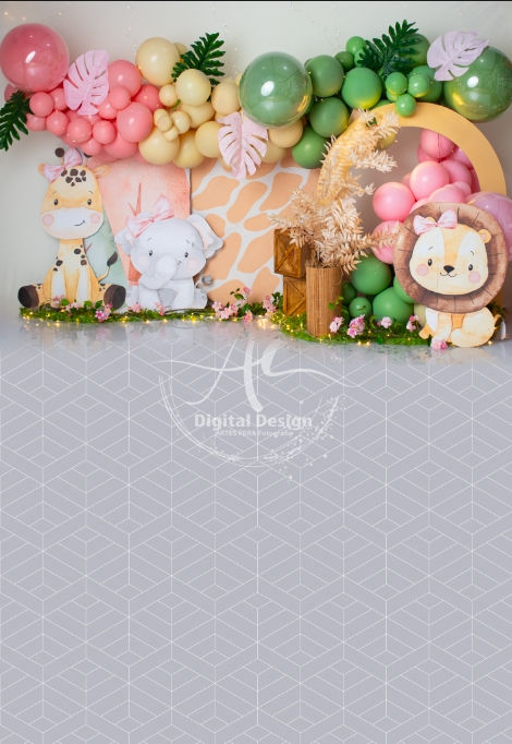 Miniatura: Fundo Fotográfico em Tecido - Safari rosa - Kenia Barros