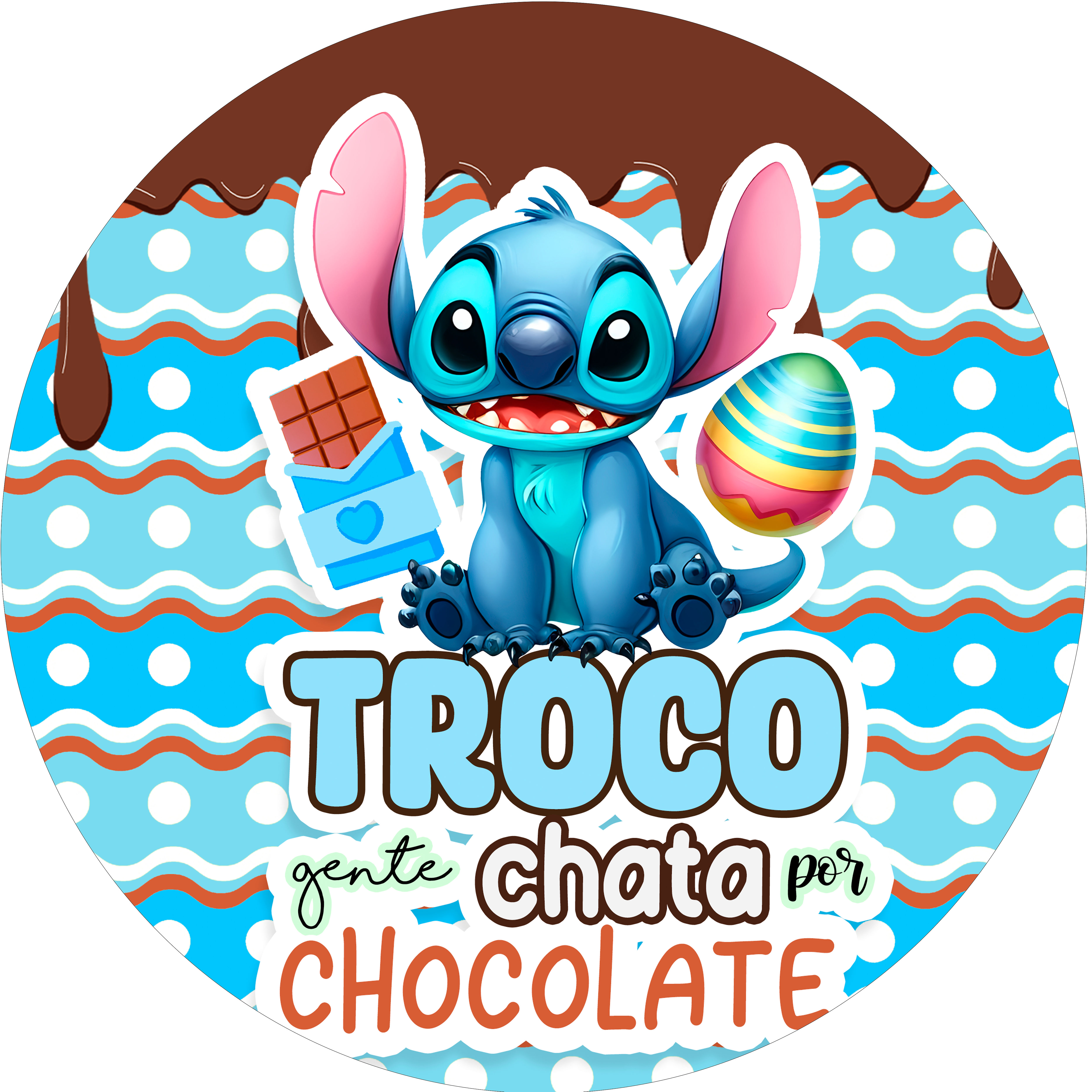 Painel Fotográfico de Festa Redondo Tema - Lilo e Sticht Pascoa