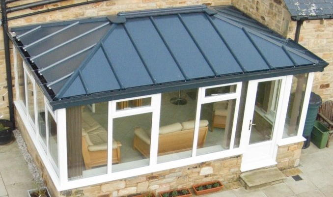 Livinroof hybrid roof manufactured by Contech Conservatories offering balance of light and warmth