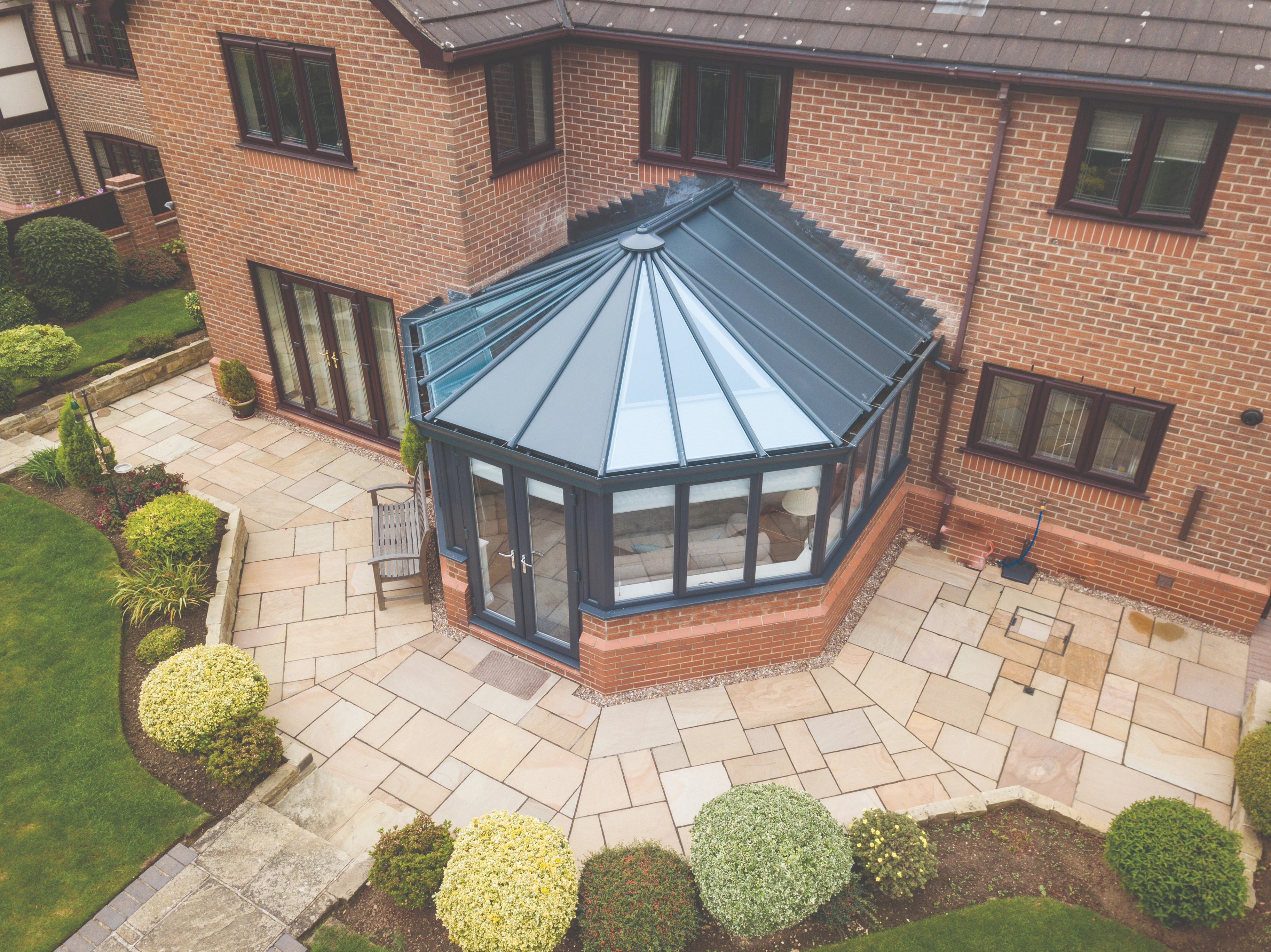Modern Livinroof system installed on home extension – part solid, part glazed design