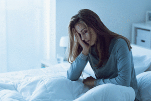 : Picture showing woman with sleep disorder