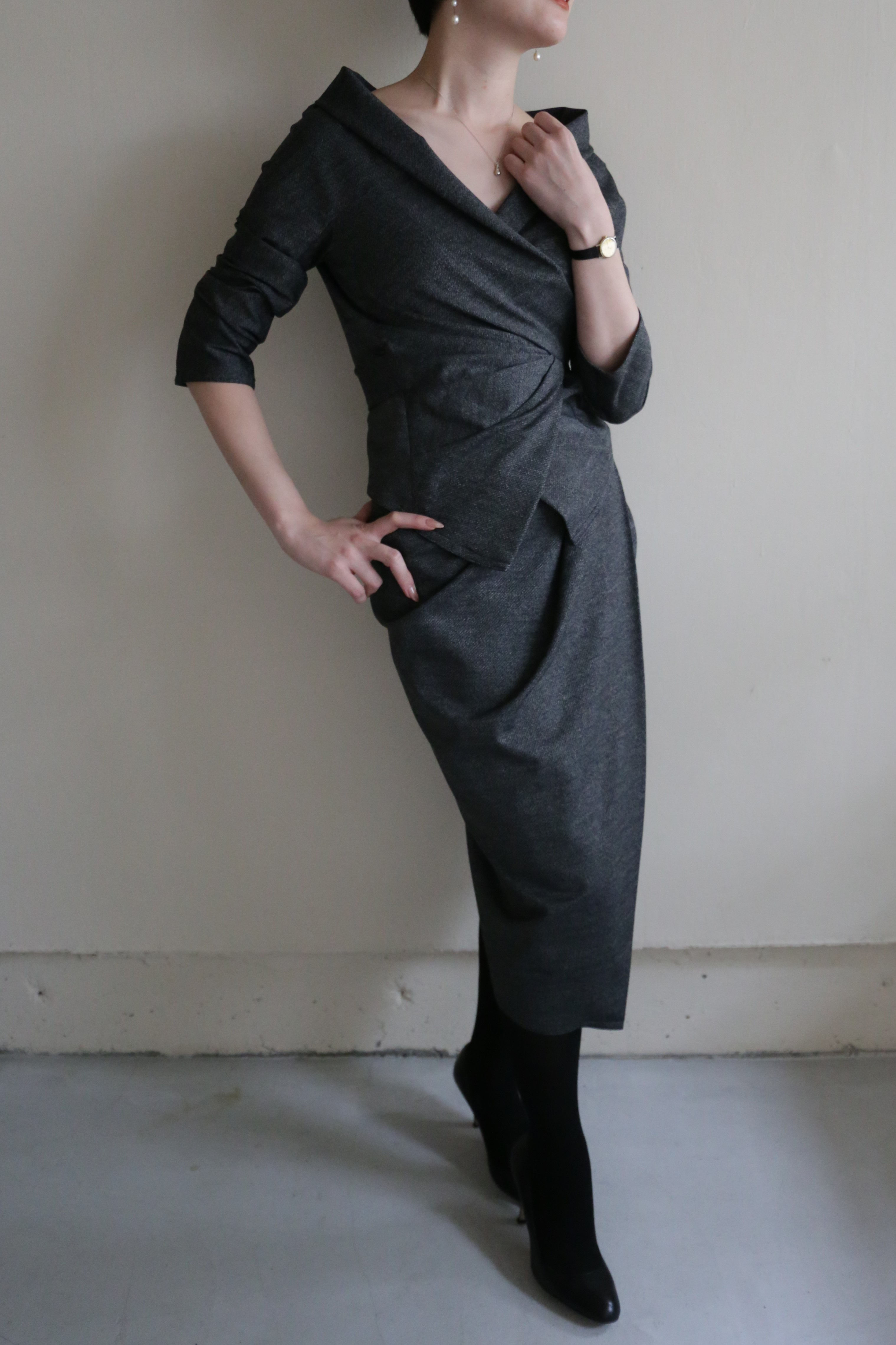 ドレープ巻きスカート