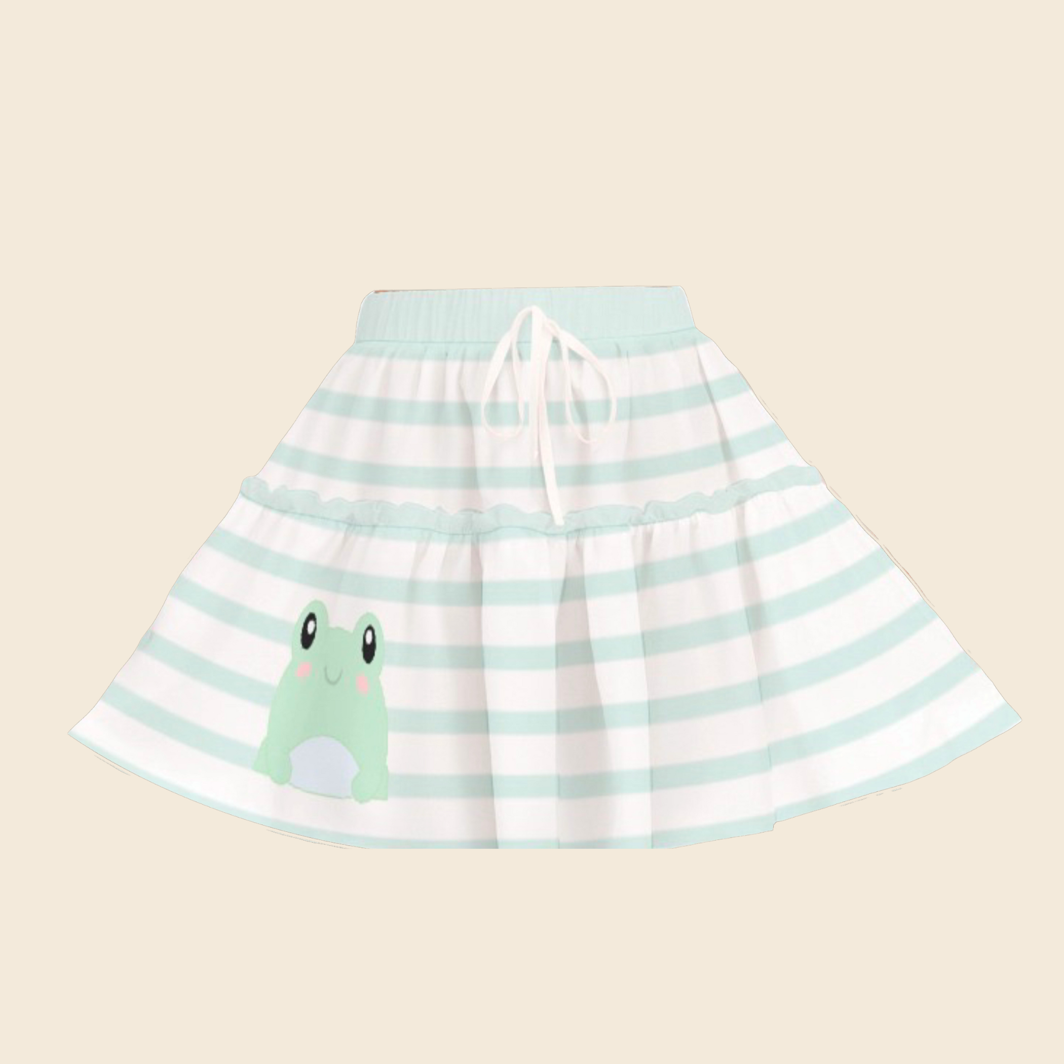 Pastel Baby Mint Striped Animal Ruffled Skirt