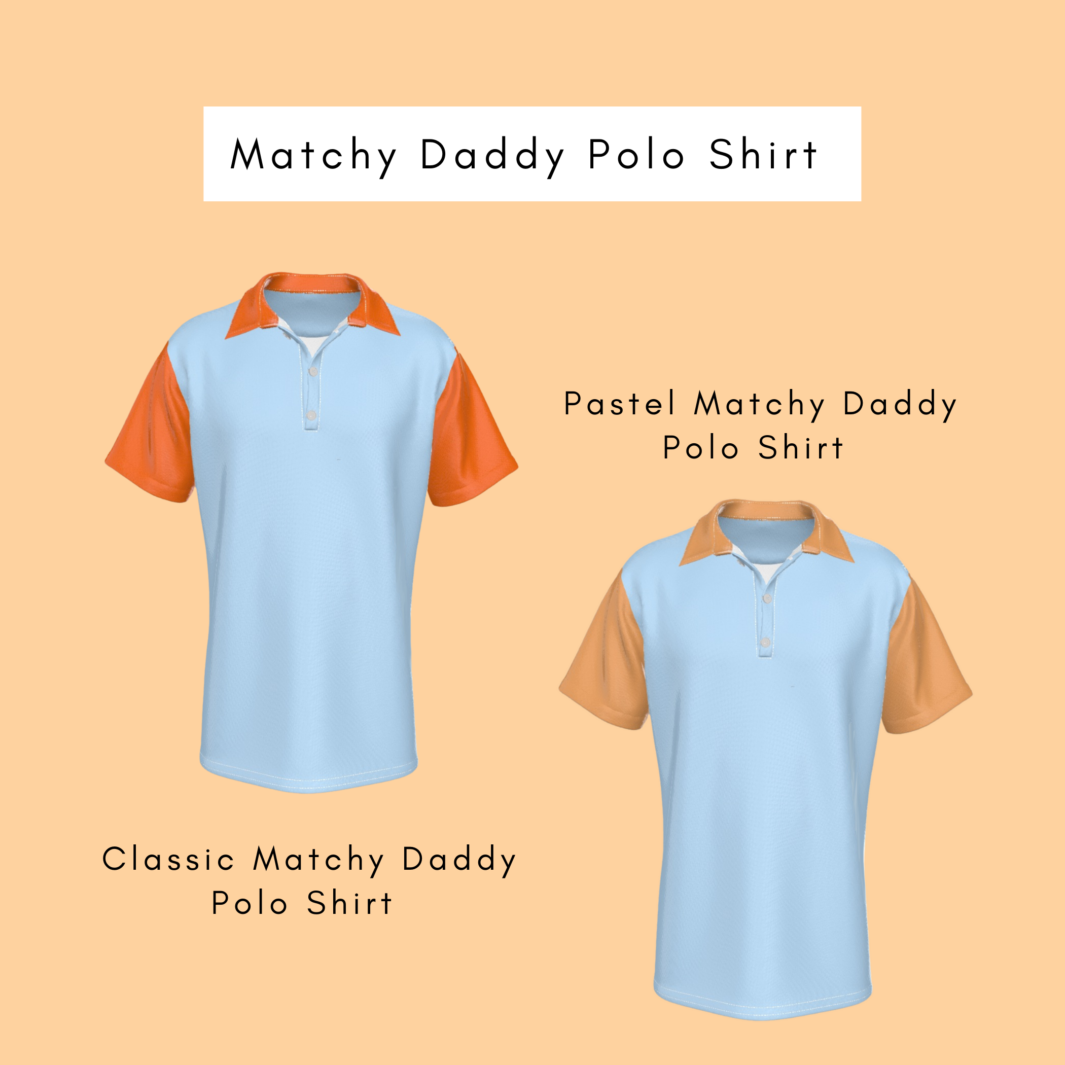 Bear Print Matchy Daddy Polo Shirt